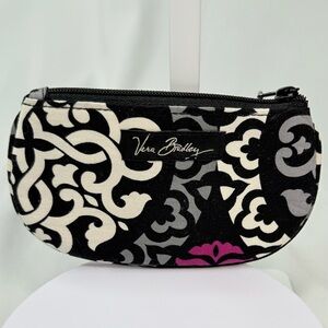 Vera Bradley Black and Cream Cosmetic Bag with Pink Accent